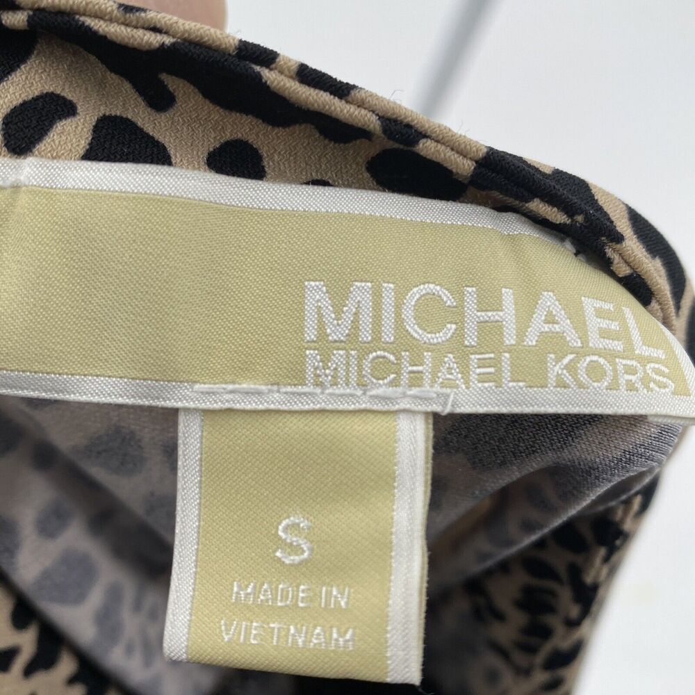 Michael Kors Leopard Animal Print Zip Shirt Roll Sleeves Womens S - Picture 5 of 5